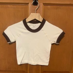 Out From Under Cream and Brown Crop Top, Size XS/S